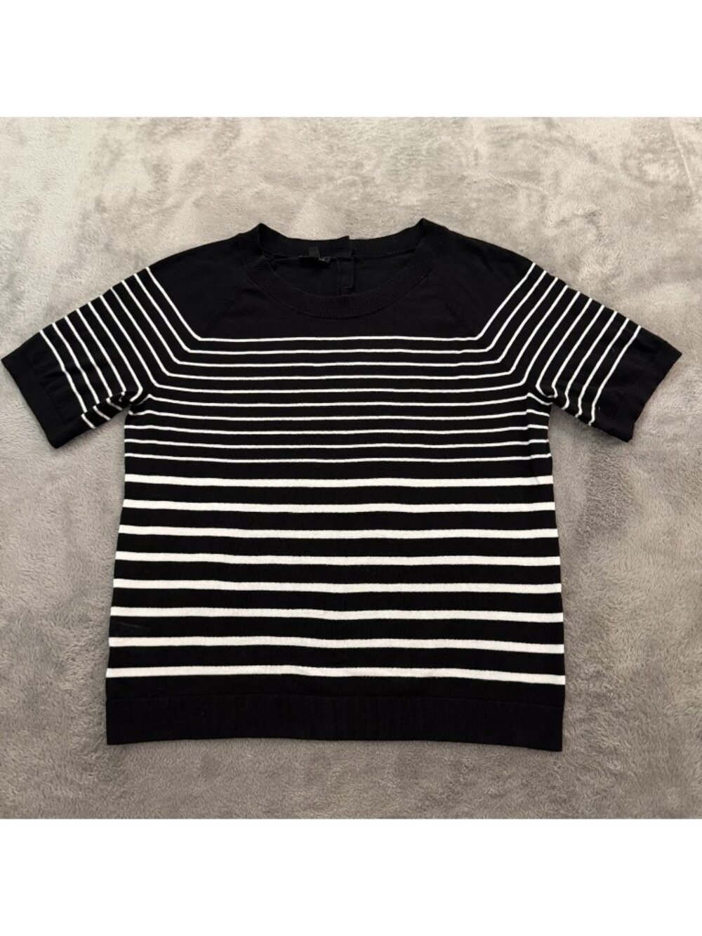 Talbots Black White Stripe Short Sleeve Sweater Womens MEDIUM